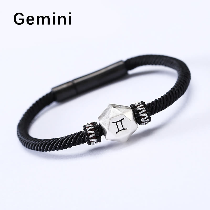 Wear FengShui 999 Sterling Silver 12 Constellations of the Zodiac Protection Handmade String Bracelet