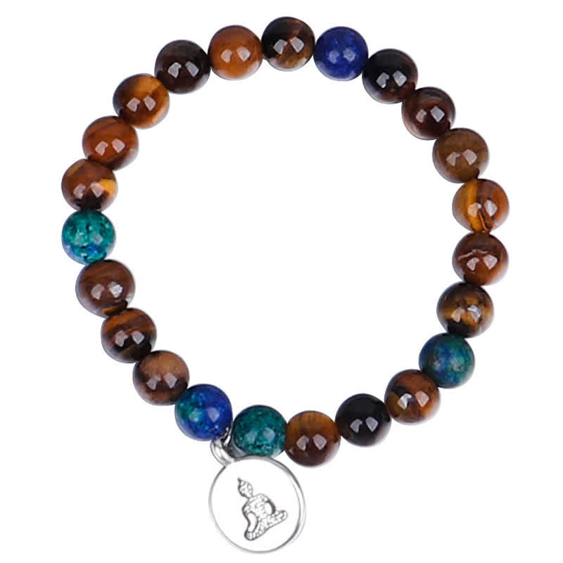 Wear FengShui 108 Mala Beads Tiger Eye Buddha Strength Bracelet Tassel Necklace Pendant