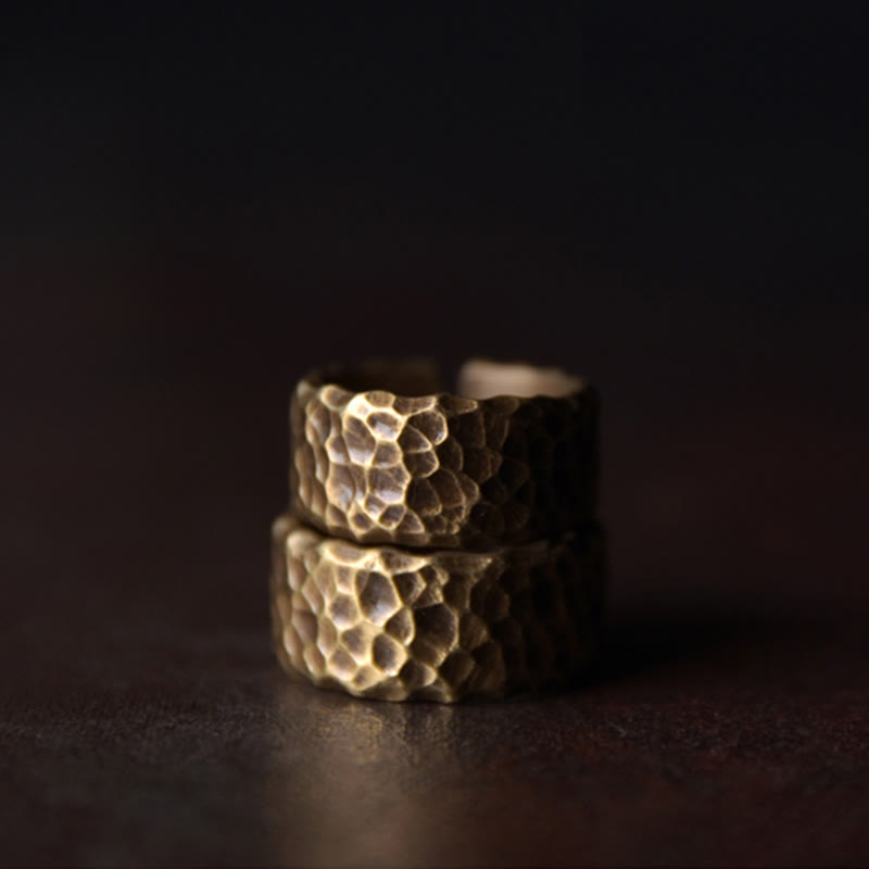 Wear FengShui Tibetan Bump Texture Design Copper Brass Luck Ring