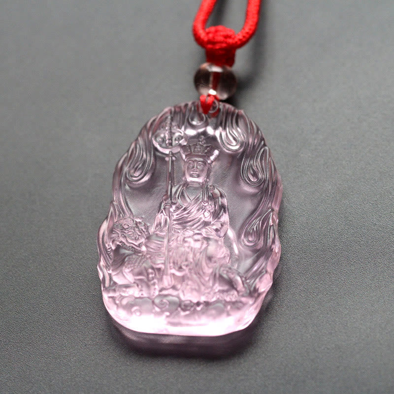 Wear FengShui Ksitigarbha Buddha Liuli Crystal Serenity Amulet Necklace Pendant