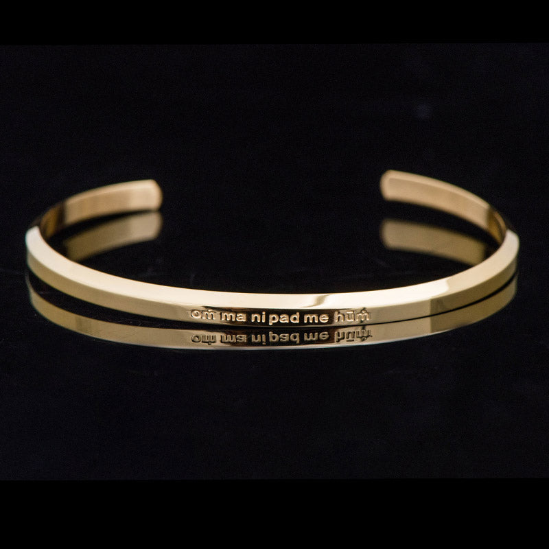 Wear FengShui Six True Words Engraving Titanium Steel Blessing Protection Bracelet