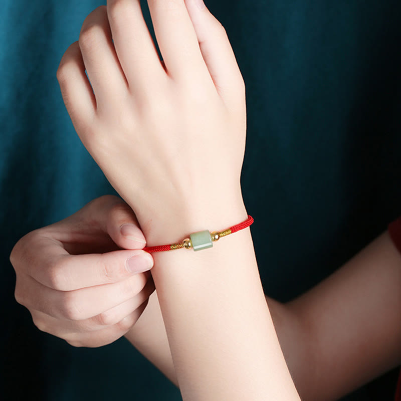 Wear FengShui Tibet Handmade Green Aventurine Red Stone Malachite Luck Protection Braided Rope Bracelet