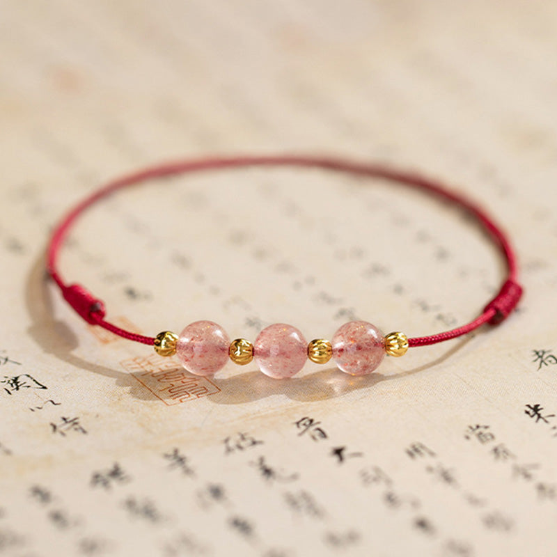 Wear FengShui Strawberry Crystal Beads Luck Red String Anklet