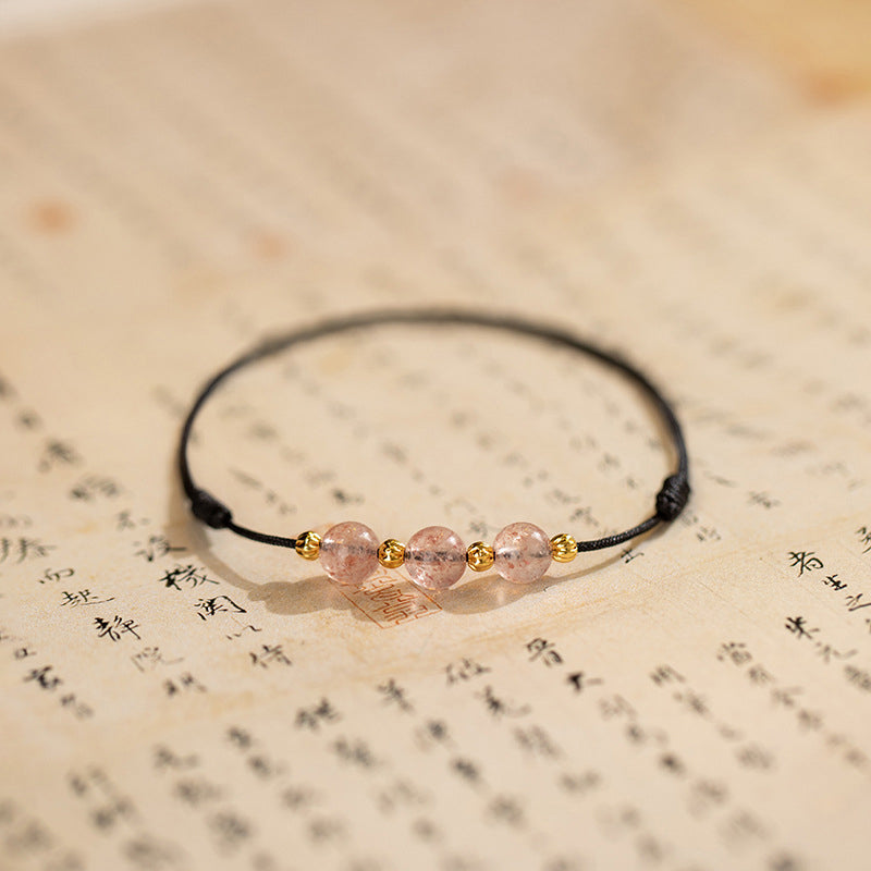 Wear FengShui Strawberry Crystal Beads Luck Red String Anklet