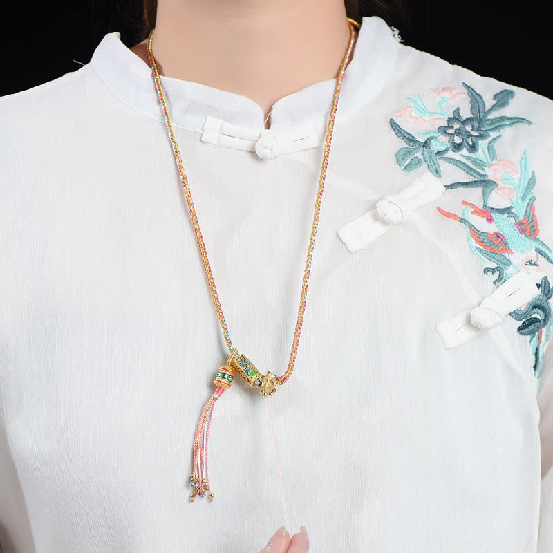 Wear FengShui Colorful String Copper Wealth Necklace Pendant