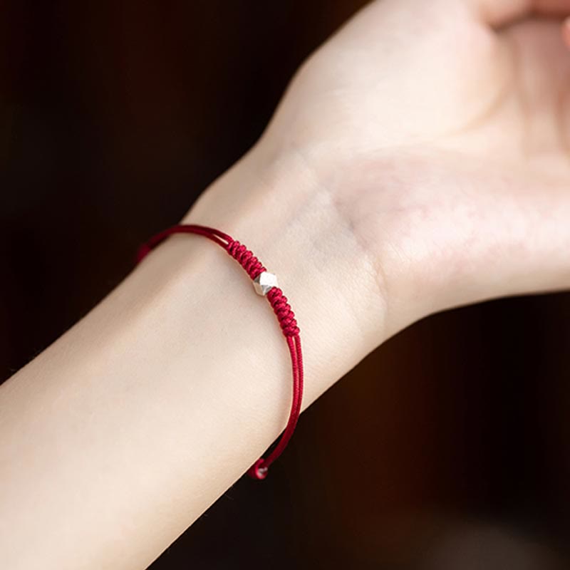 Wear FengShui 925 Sterling Silver Luck Bead Protection Red String Braided Bracelet