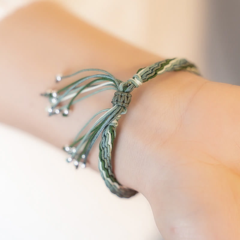 Wear FengShui White Jade Bamboo Reincarnation Knot Wealth Luck Strength String Bracelet