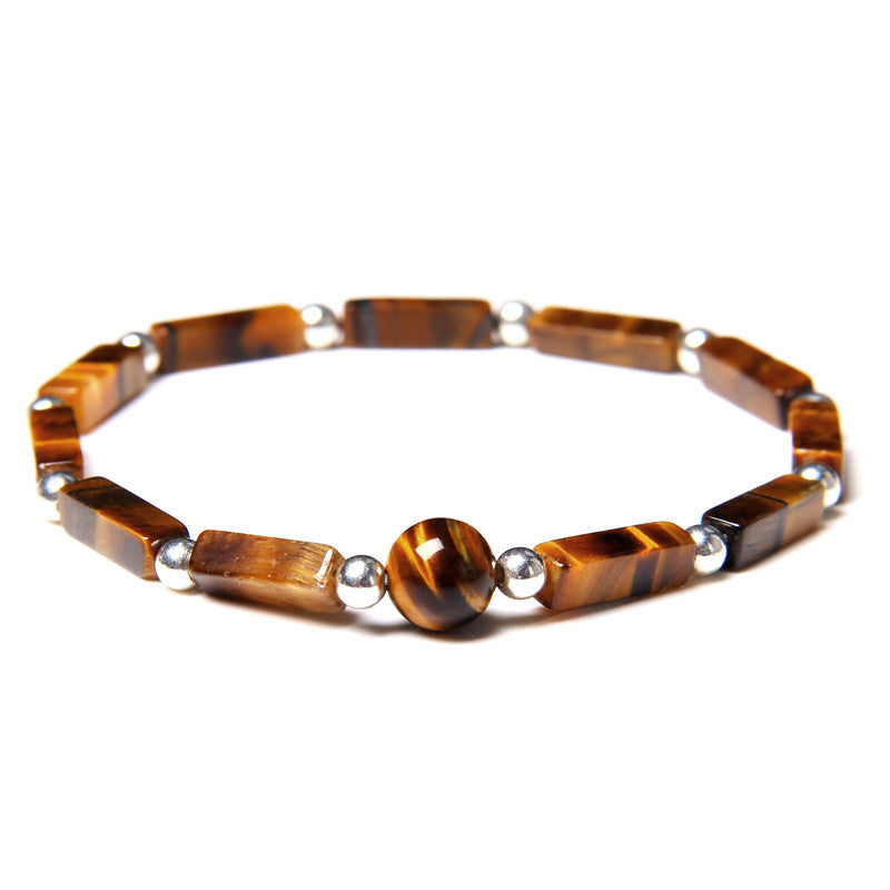 Wear FengShui Natural Crystal Amethyst Tiger Eye Spiritual Balance Bracelet