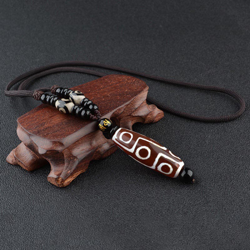 Wear FengShui Nine-Eye Dzi Bead Wealth Protection Necklace