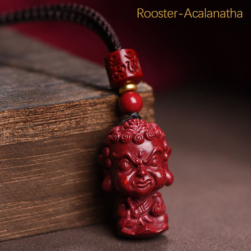 Wear FengShui Chinese Zodiac Natal Buddha Natural Cinnabar Amulet Keep Away Evil Spirits Necklace Pendant