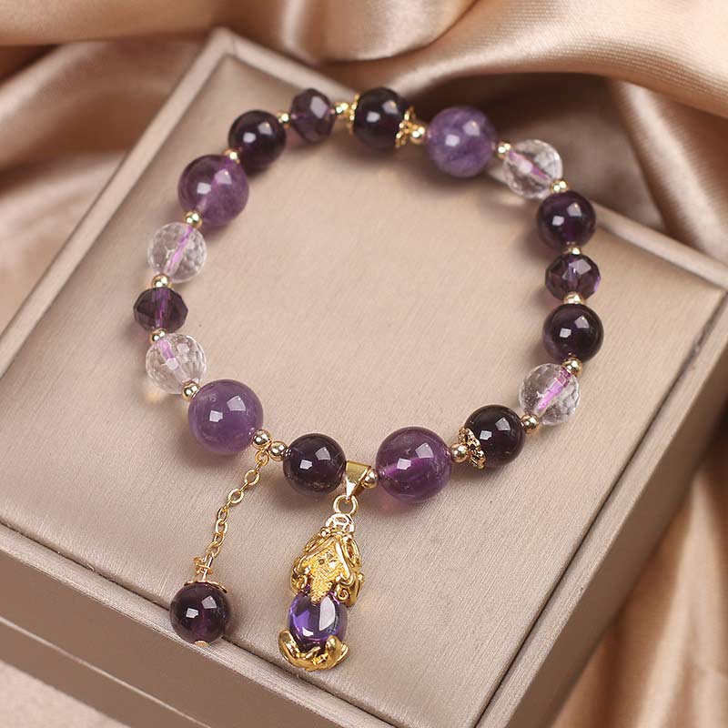 Wear FengShui  Natural Amethyst PiXiu Healing Bracelet