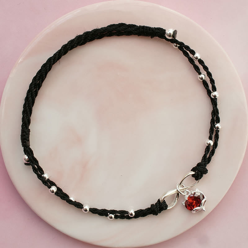 Wear FengShui Love Heart Infinity Symbol Braided String Anklet