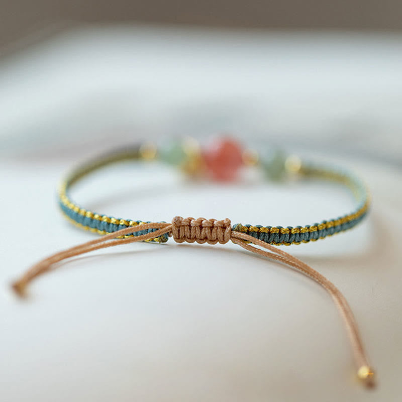 Wear FengShui Red Agate Jade Lotus Confidence Calm String Bracelet