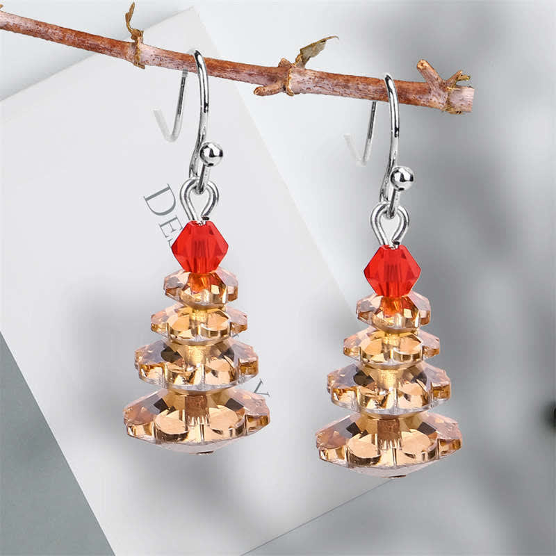 Wear FengShui Various Crystals Christmas Tree Amethyst Peace Healing Drop Earrings