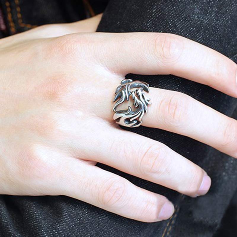 Wear FengShui Dragon Pattern Protection Strength Adjustable Ring