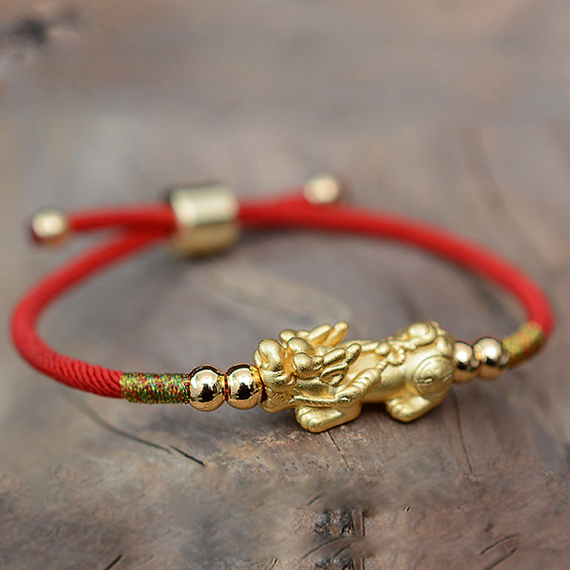 Wear FengShui 24K Gold-Plated PiXiu Luck Red String Bracelet