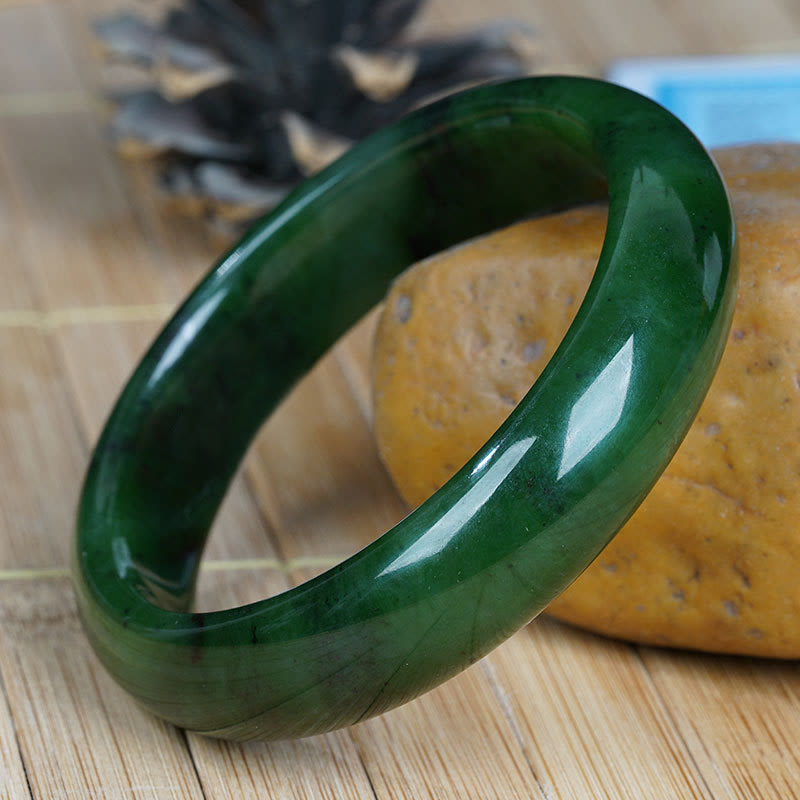 Wear FengShui Natural Hetian Cyan Jade Happiness Success Bracelet Bangle
