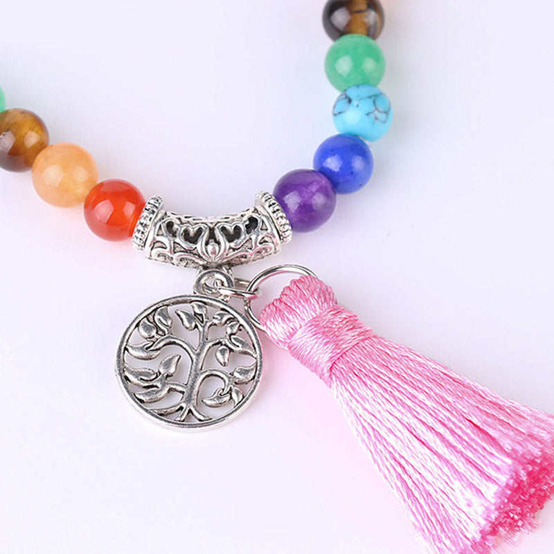 Wear FengShui 108 Mala Beads Rhodonite Blue Crystal Lazulite Healing Bracelet