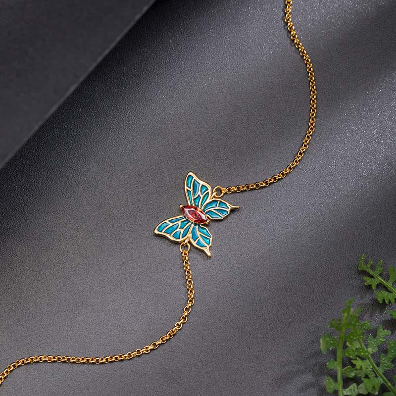 Wear FengShui 925 Sterling Silver Butterfly Zircon Love Chain Bracelet
