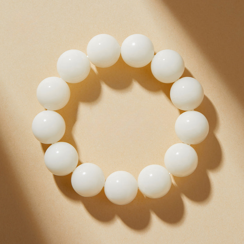 Natural White Jade Bodhi Bead Bracelet Buddhist  Beads