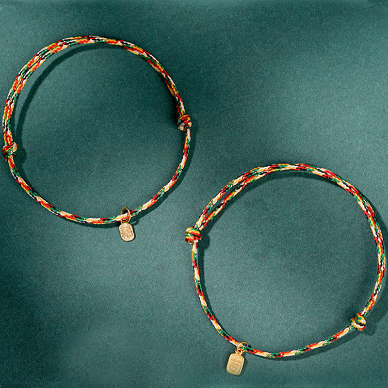 Wear FengShui Auspicious Fu Character Peace And Joy Luck Handmade Multicolored Child Adult Bracelet
