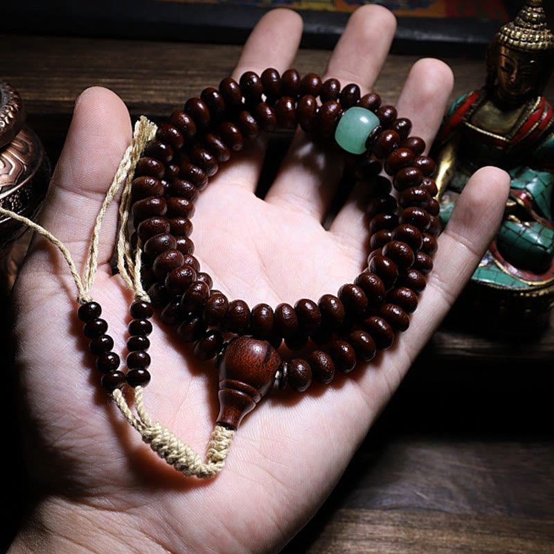 Wear FengShui Natural Tibet 108 Mala Beads Purple Bodhi Seed Three-eyed Dzi Bead Copper Dorje Harmony Bracelet