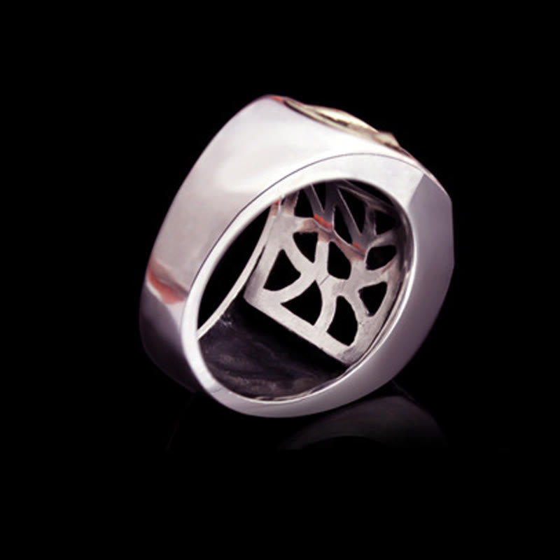 Wear FengShui 925 Sterling Silver Sanskrit Design Carved Protection Adjustable Ring