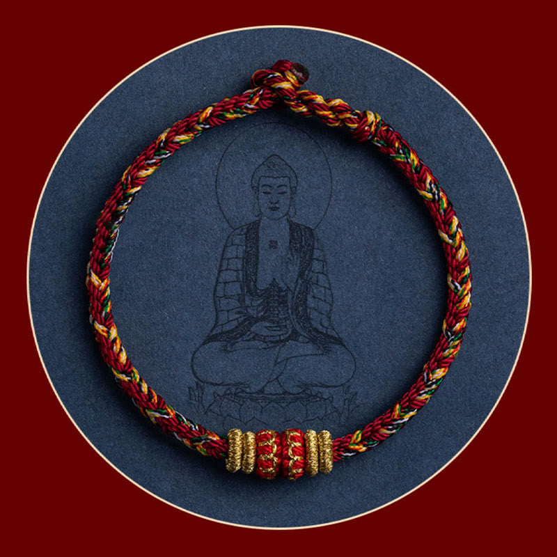 Wear FengShui Tibet Handmade Chinese Zodiac Natal Buddha Luck Strength Braided String Bracelet