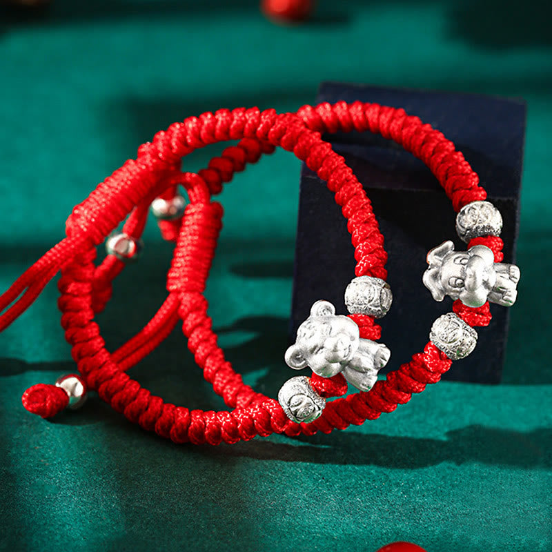 Wear FengShui 999 Sterling Silver Chinese Zodiac Red Rope Luck Handcrafted Kids Bracelet