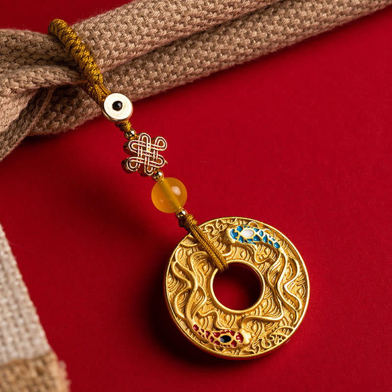 Wear FengShui Double Koi Fish Peace Buckle Wealth Luck Key Chain