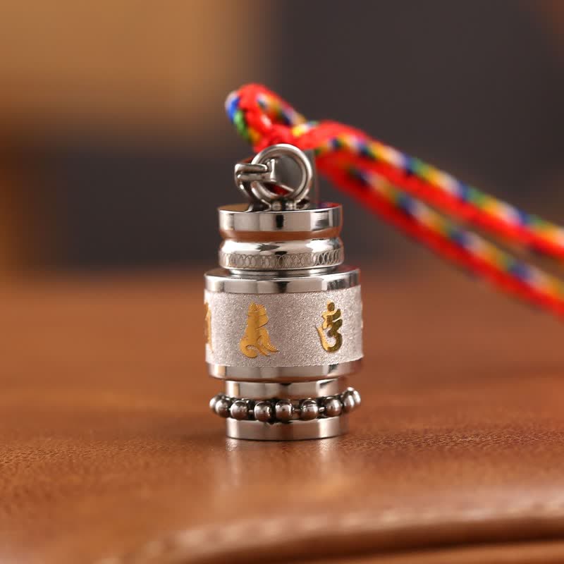 Wear FengShui Tibet Om Mani Padme Hum Shurangama Mantra Titanium Steel Wisdom Amulet Necklace Pendant
