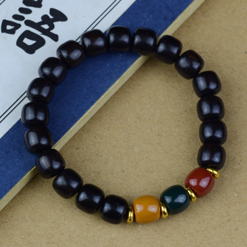 Wear FengShui Multicolored Green Sandalwood Ebony Wood Red Sandalwood Peace Bracelet