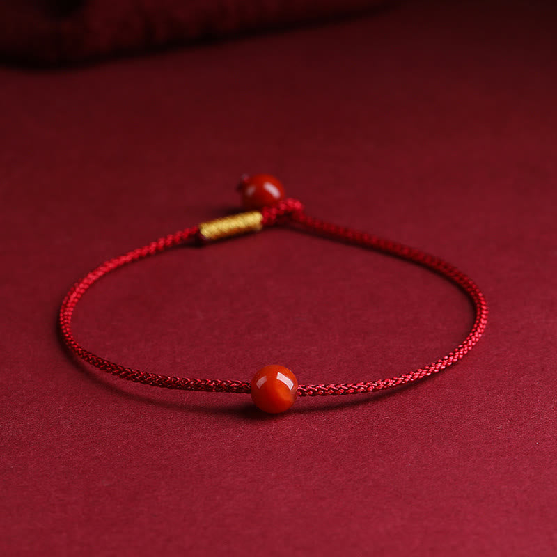 Wear FengShui Natural Cinnabar Red Agate Blessing Red String Bracelet