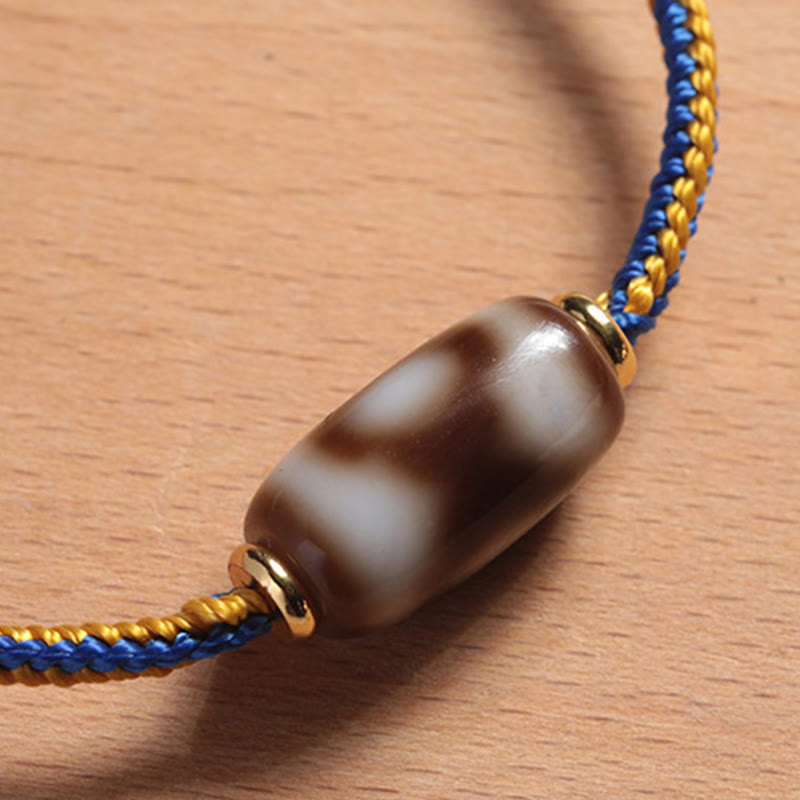 Wear FengShui Tibetan Three-eyed Dzi Bead Luck Happiness Bracelet