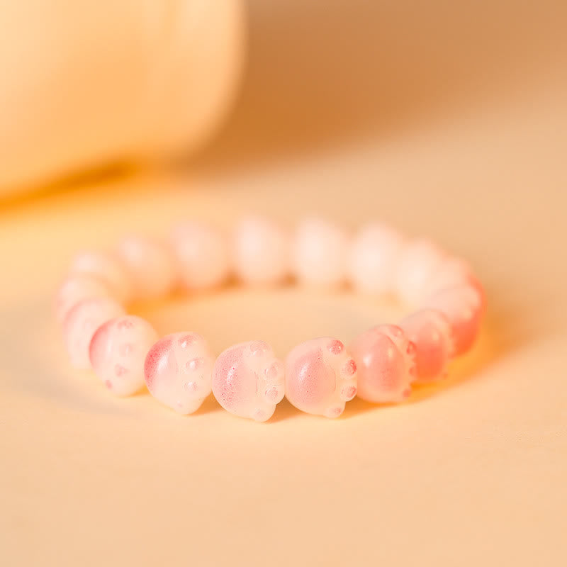 Wear FengShui Natural Bodhi Seed Lovely Paw Lucky Cat Paw Peace Bracelet