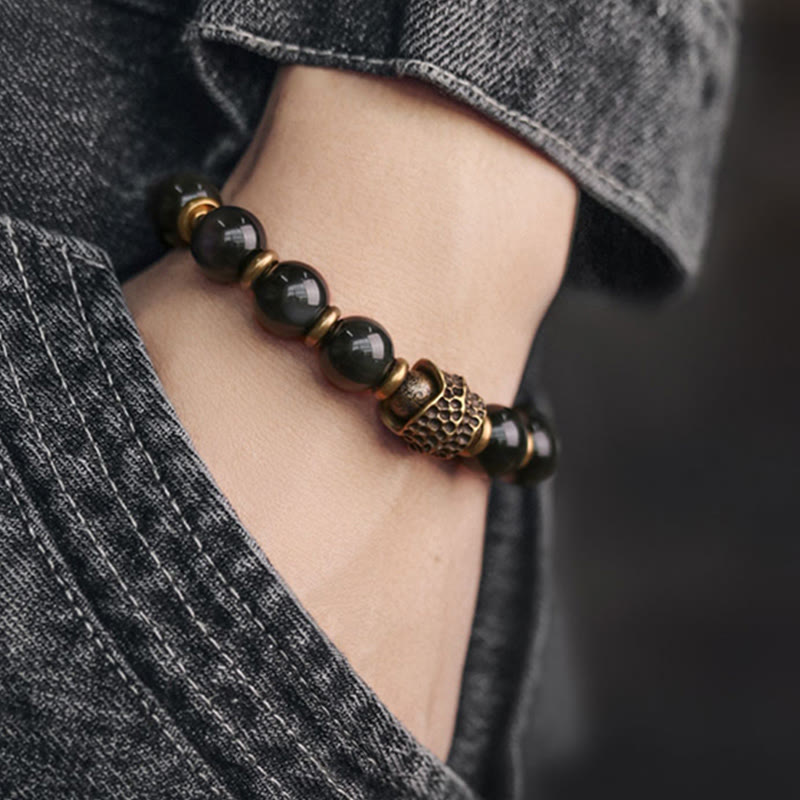 Wear FengShui Rainbow Obsidian Copper Love Healing Bracelet