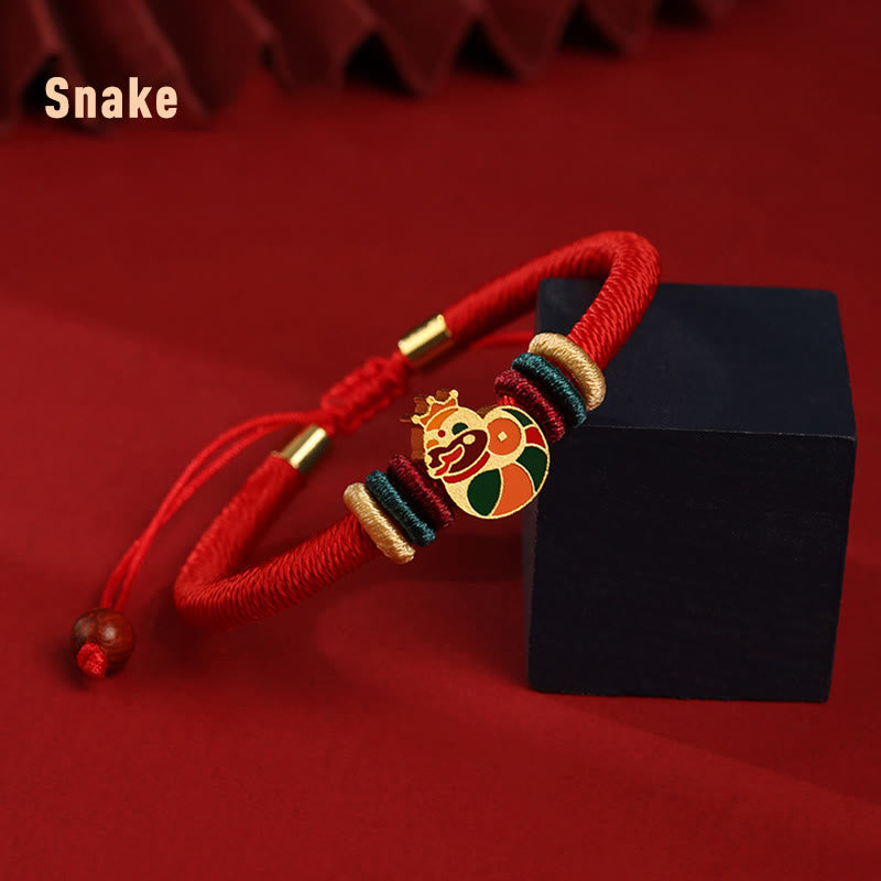 Wear FengShui Handmade 925 Sterling Silver Year of the Dragon Cute Chinese Zodiac Luck Braided Red Bracelet