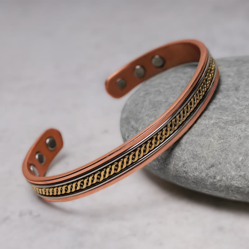 Wear FengShui Magnetic Copper Balance Adjustable Cuff Bracelet Bangle Ring
