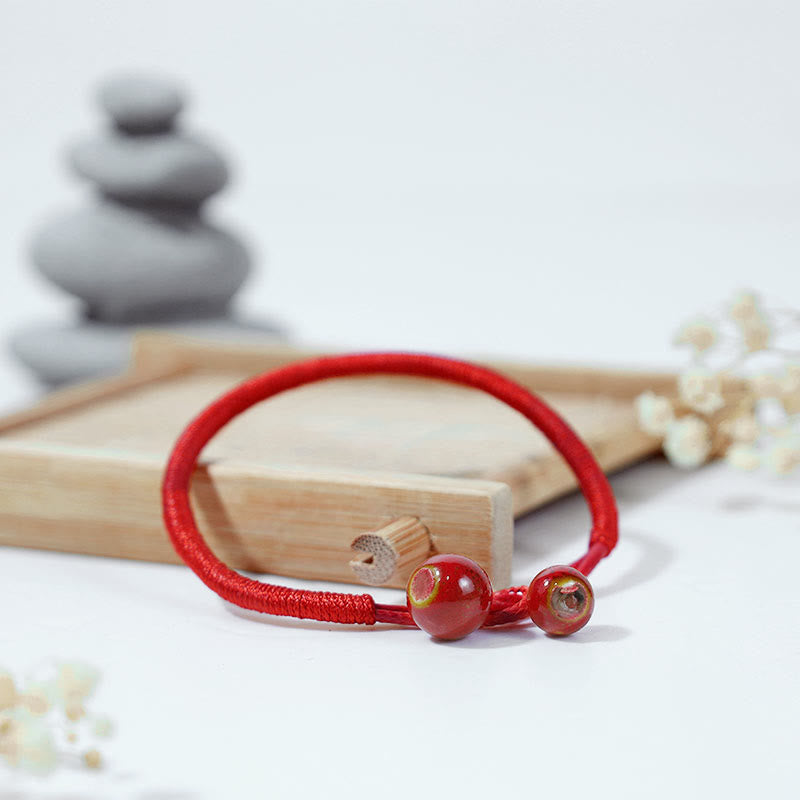 Wear FengShui FengShui Lucky Red String Ceramic Bracelet