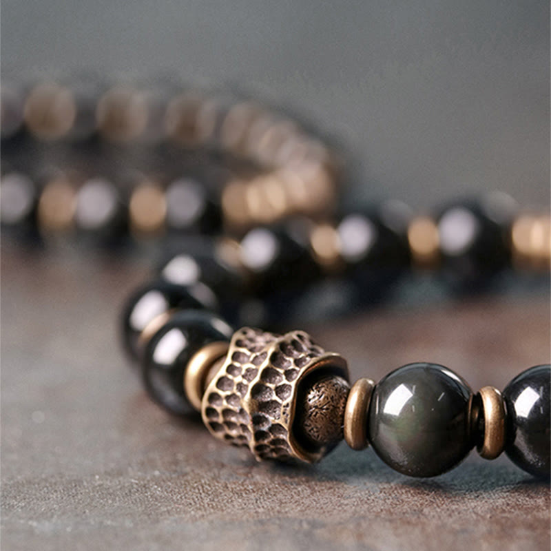 Wear FengShui Rainbow Obsidian Copper Love Healing Bracelet