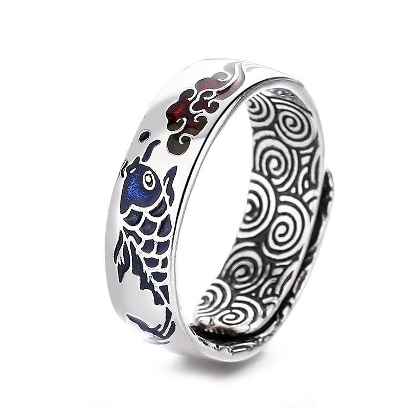 Wear FengShui Koi Fish Auspicious Cloud Design Luck Wealth Ring