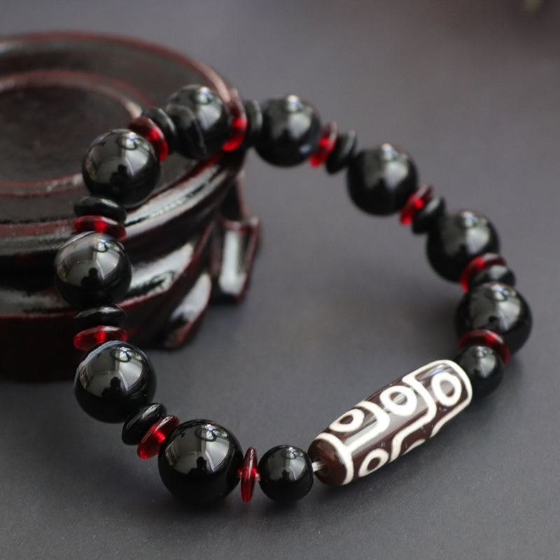 Wear FengShui Black Onyx Nine-Eye Dzi Bead Wealth Protection Bracelet