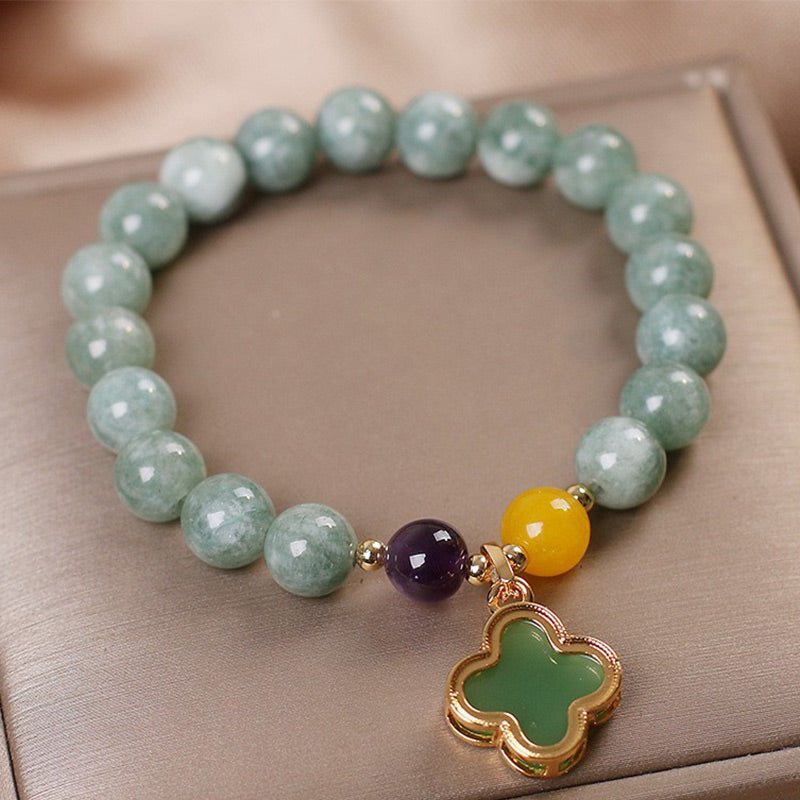 Wear FengShui Jade Four Leaf Clover Luck Bracelet