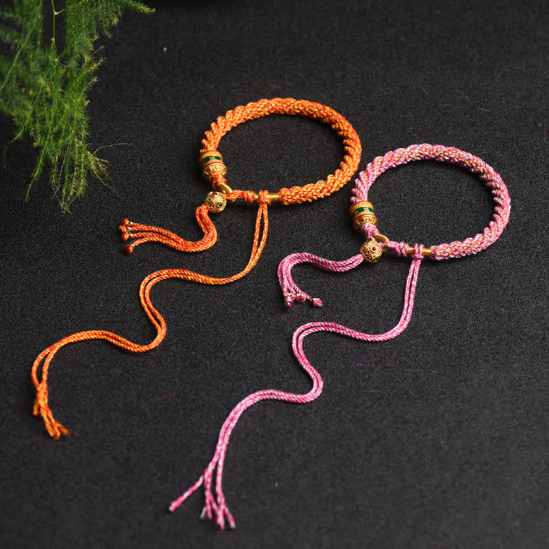 Wear FengShui Tibetan Handmade Luck Prayer Wheel Bead Charm Weave Colorful String Bracelet