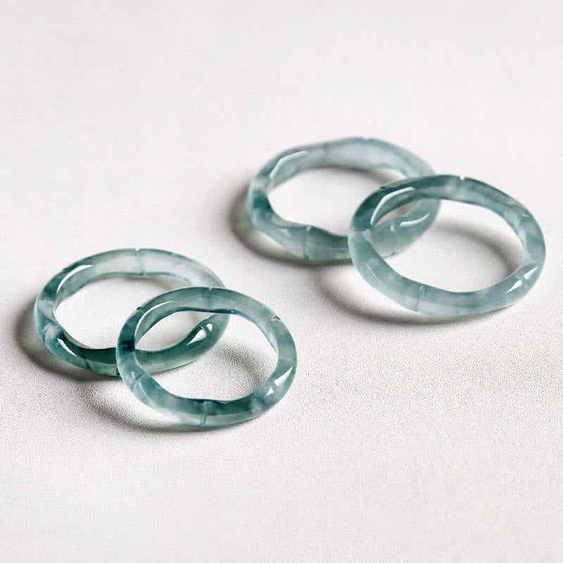 Wear FengShui Natural Jade Bamboo Prosperity Abundance Ring