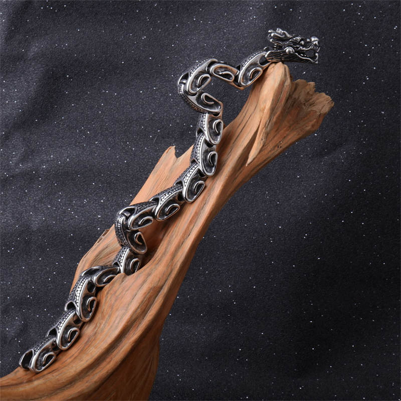 Wear FengShui Dragon Titanium Steel Luck Bracelet Bangle