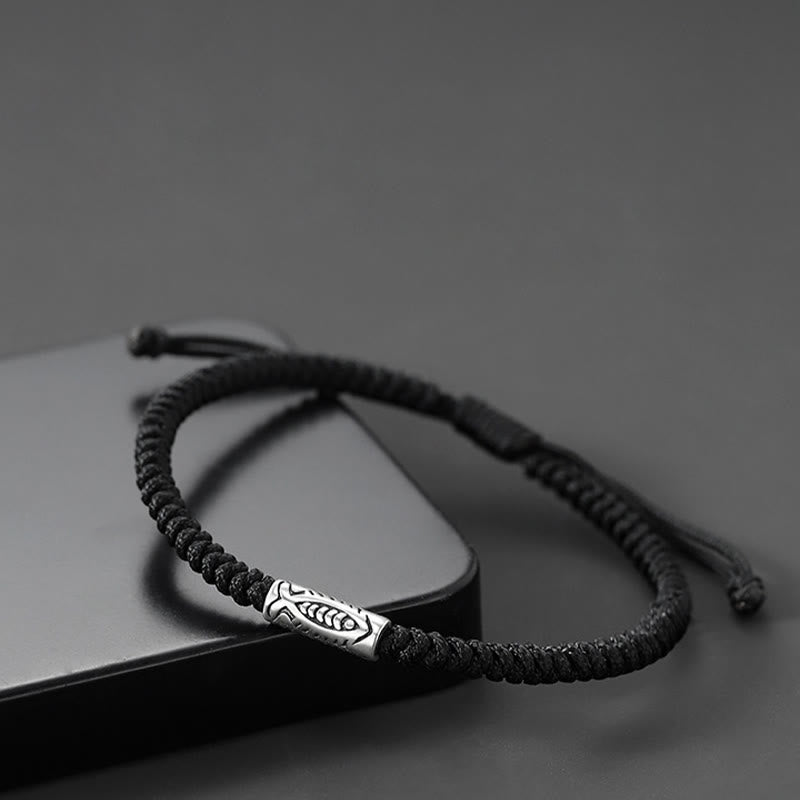 Wear FengShui Tibet Koi Fish Wealth Black String Bracelet