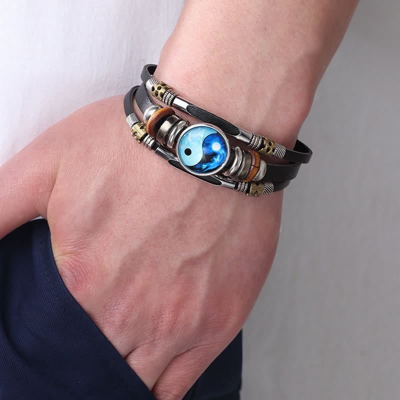 Wear FengShui Yin Yang Leather Balance Bracelet
