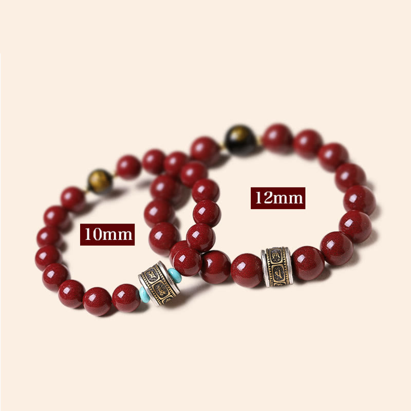 Wear FengShui 925 Sterling Silver Chinese Zodiac Natal Buddha Cinnabar Om Mani Padme Hum Calm Bracelet