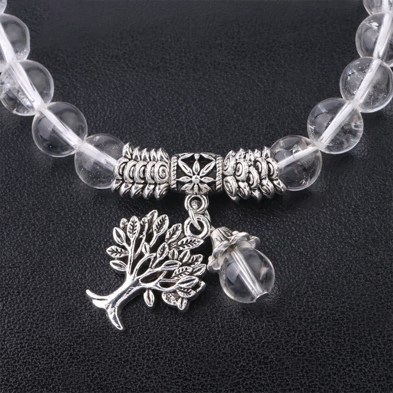 Wear FengShui Natural Gemstone Tree of Life Lucky Charm Stretch Bracelet